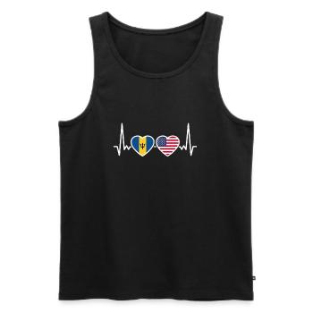 Barbados USA Herzschlag Flagge Barbados - Männer Premium Bio Tank Top - Schwarz - Vorne - AI Model Male 178 light (178cm)