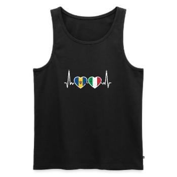 Barbade Italie Vintage Heartbeat Flag - Débardeur bio Premium Homme - noir - Devant - Michal (187cm)