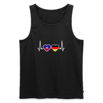 Haiti Deutschland Herzschlag Flagge Haitianer - Männer Premium Bio Tank Top - Schwarz - Vorne - Michal (187cm)