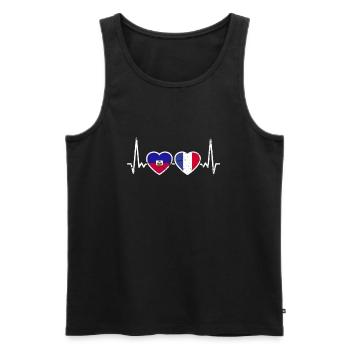 Haiti Frankreich Vintage Herzschlag Flagge - Männer Premium Bio Tank Top - Schwarz - Vorne - Michal (187cm)