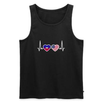 Haiti USA Herzschlag Flagge Haitianisch - Männer Premium Bio Tank Top - Schwarz - Vorne - Michal (187cm)
