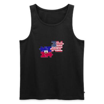 Haïti USA Drapeau américain Haïtien - Débardeur bio Premium Homme - noir - Devant - AI Model Male 178 light (178cm)