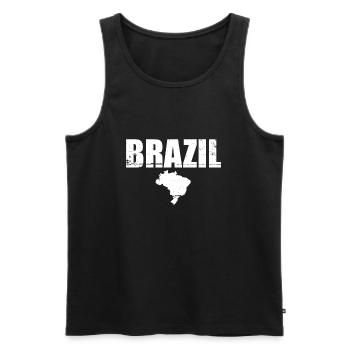 Brésil Brésil Carte Drapeau Brésil - Débardeur bio Premium Homme - noir - Devant - Michal (187cm)