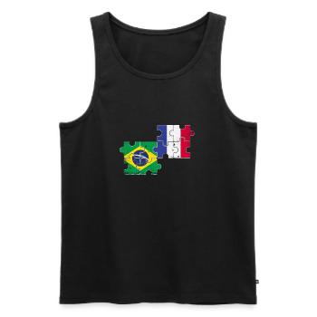 Brasilien Frankreich Vintage Flagge Brasilianer - Männer Premium Bio Tank Top - Schwarz - Vorne - Michal (187cm)