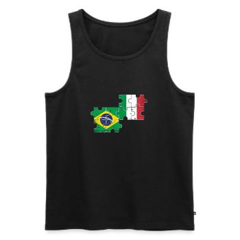 Brasilien Italien Vintage Flagge Brasilianer - Männer Premium Bio Tank Top - Schwarz - Vorne - Michal (187cm)