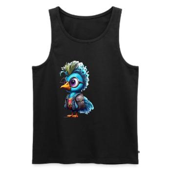 Dessin animé de paon mignon - Débardeur bio Premium Homme - noir - Devant - AI Model Male 178 light (178cm)