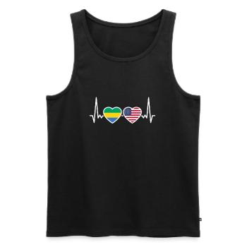 Gabon USA Heartbeat Flag Américain Gabonais - Débardeur bio Premium Homme - noir - Devant - Michal (187cm)