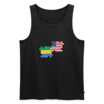 Gabon USA Flag Américain Gabonais - Débardeur bio Premium Homme - noir - Devant - Michal (187cm)