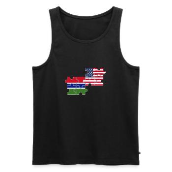 Gambie USA Drapeau Américain Gambien - Débardeur bio Premium Homme - noir - Devant - AI Model Male 178 light (178cm)