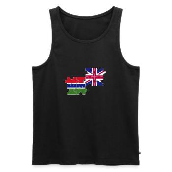 Gambie, Drapeau britannique, Gambien - Débardeur bio Premium Homme - noir - Devant - AI Model Male 178 light (178cm)