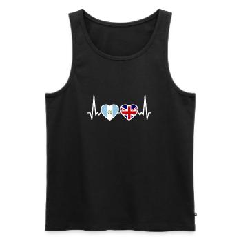 Guatemala UK Heartbeat Flag Guatemalan - Men's Premium Organic Tank Top - black - Front - AI Model Male 178 light (178cm)