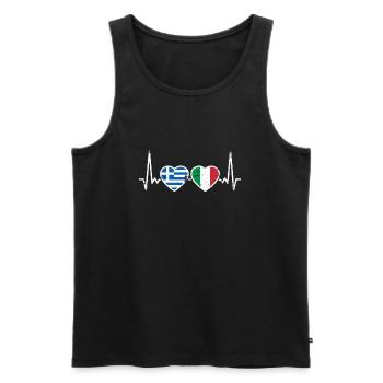Grèce Italie Vintage Heartbeat Drapeau - Débardeur bio Premium Homme - noir - Devant - Michal (187cm)