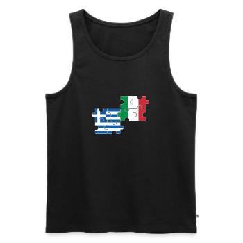 Grèce Italie Drapeau Italien Grec - Débardeur bio Premium Homme - noir - Devant - AI Model Male 178 light (178cm)