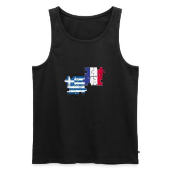 Grèce France Vintage Drapeau Grec - Débardeur bio Premium Homme - noir - Devant - AI Model Male 178 light (178cm)