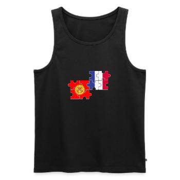Kirgisistan Frankreich Flagge Französisch Kirgise - Männer Premium Bio Tank Top - Schwarz - Vorne - Michal (187cm)