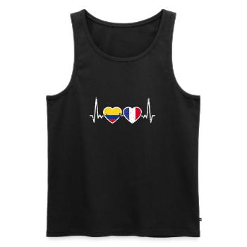 Colombie France Vintage Heartbeat Flag - Débardeur bio Premium Homme - noir - Devant - Michal (187cm)
