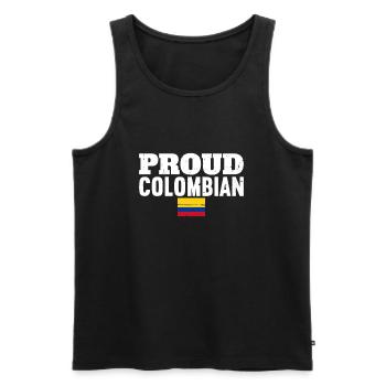 Fier drapeau colombien vintage de la Colombie - Débardeur bio Premium Homme - noir - Devant - AI Model Male 178 light (178cm)