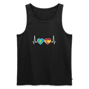 Kazakhstan Espagne Vintage Heartbeat Flag - Débardeur bio Premium Homme - noir - Devant - Michal (187cm)