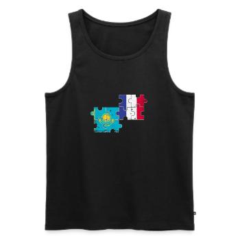 Kasachstan Frankreich Vintage Flagge Kasache - Männer Premium Bio Tank Top - Schwarz - Vorne - AI Model Male 178 light (178cm)