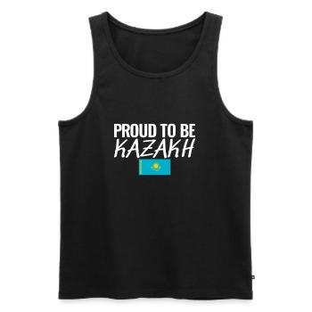 Proud To Be Kazakh Kazakhstan Kazakh Flag - Men's Premium Organic Tank Top - black - Front - AI Model Male 178 light (178cm)