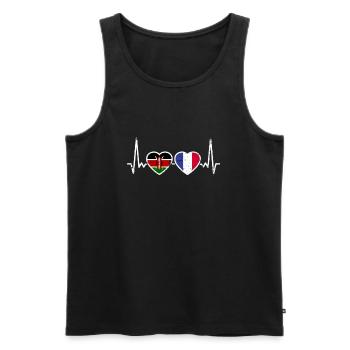 Kenya France Vintage Heartbeat Flag - Débardeur bio Premium Homme - noir - Devant - Michal (187cm)
