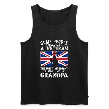 Britischer Großvater Veteran Britische Flagge - Männer Premium Bio Tank Top - Schwarz - Vorne - AI Model Male 178 light (178cm)