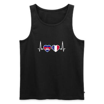 Cambodia France Vintage Heartbeat Flag - Men's Premium Organic Tank Top - black - Front - Michal (187cm)