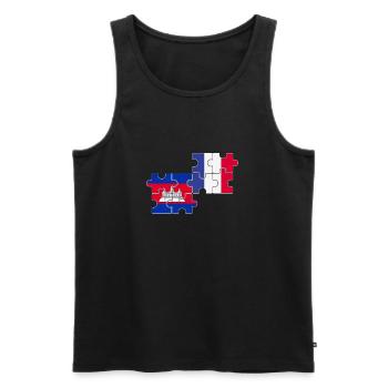 Cambodge France Drapeau Cambodgien - Débardeur bio Premium Homme - noir - Devant - AI Model Male 178 light (178cm)