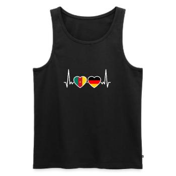 Cameroun Allemagne Heartbeat Flag Camerounais - Débardeur bio Premium Homme - noir - Devant - AI Model Male 178 light (178cm)
