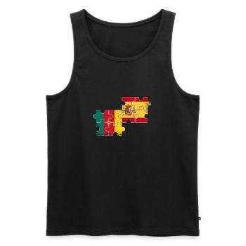 Cameroon Spain Vintage Flag Spanish Cameroonian - Men's Premium Organic Tank Top - black - Front - AI Model Male 178 light (178cm)