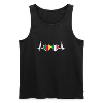 Cameroun Italie Heartbeat Flag Camerounais - Débardeur bio Premium Homme - noir - Devant - AI Model Male 178 light (178cm)