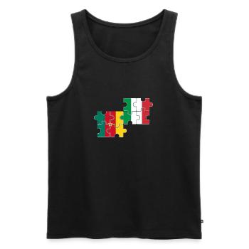 Cameroun Italie Drapeau Italiens Camerounais - Débardeur bio Premium Homme - noir - Devant - AI Model Male 178 light (178cm)