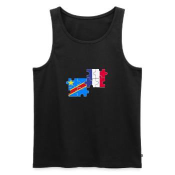 DR Kongo Frankreich Flagge Französisch Kongolese - Männer Premium Bio Tank Top - Schwarz - Vorne - AI Model Male 178 light (178cm)