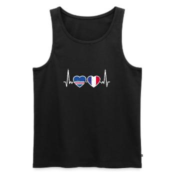 Kap Verde Frankreich Vintage Herzschlag Flagge - Männer Premium Bio Tank Top - Schwarz - Vorne - AI Model Male 178 light (178cm)