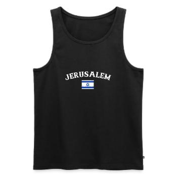 Jerusalem Vintage Israel Israeli Flag - Men's Premium Organic Tank Top - black - Front - AI Model Male 178 light (178cm)