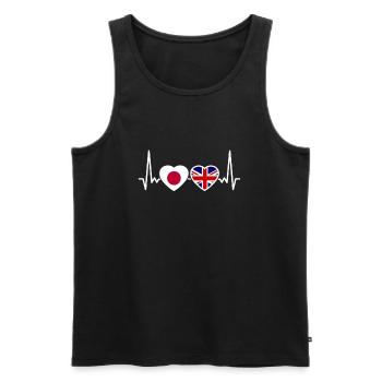 Japon Royaume-Uni Heartbeat Flag Japonais britannique - Débardeur bio Premium Homme - noir - Devant - Michal (187cm)