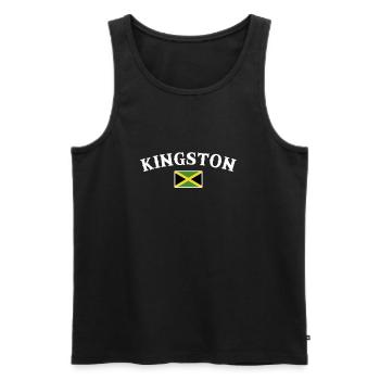 Kingston Jamaica Jamaican flag Jamaican - Men's Premium Organic Tank Top - black - Front - AI Model Male 178 light (178cm)