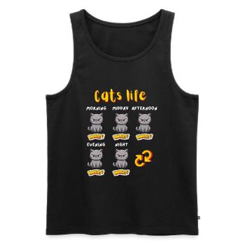 La vie du chat - Débardeur bio Premium Homme - noir - Devant - AI Model Male 178 light (178cm)