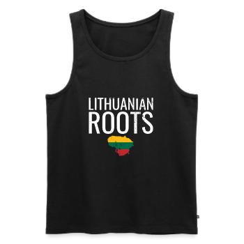Lithuanian Roots Vintage Map Lithuania Flag - Men's Premium Organic Tank Top - black - Front - AI Model Male 178 light (178cm)