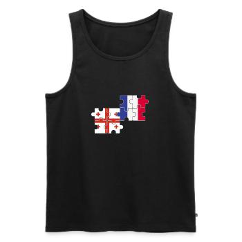 Georgien Frankreich Flagge Französisch Georgier - Männer Premium Bio Tank Top - Schwarz - Vorne - Michal (187cm)