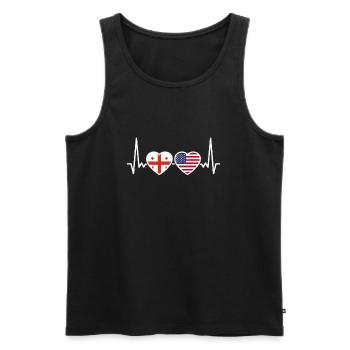 Georgia USA Herzschlag Flagge Georgisch - Männer Premium Bio Tank Top - Schwarz - Vorne - Michal (187cm)
