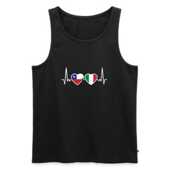 Chile Italien Vintage Herzschlag Flagge Chilene - Männer Premium Bio Tank Top - Schwarz - Vorne - AI Model Male 178 light (178cm)
