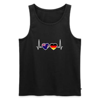 Drapeau Heartbeat Allemagne des îles Caïmans - Débardeur bio Premium Homme - noir - Devant - AI Model Male 178 light (178cm)