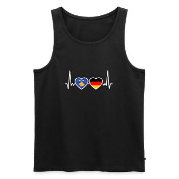 Kosovo Germany Heartbeat Flag Kosovo - Men's Premium Organic Tank Top - black - Front - AI Model Male 178 light (178cm)