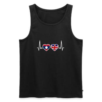 Laos UK Vintage Herzschlag Flagge Britisch Laote - Männer Premium Bio Tank Top - Schwarz - Vorne - Michal (187cm)