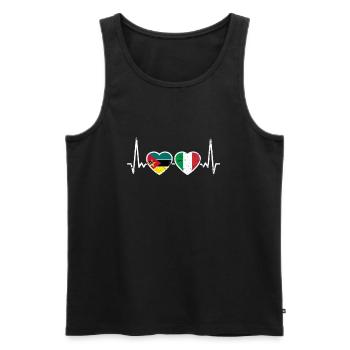 Mozambique Italy Vintage Heartbeat Flag - Men's Premium Organic Tank Top - black - Front - AI Model Male 178 light (178cm)