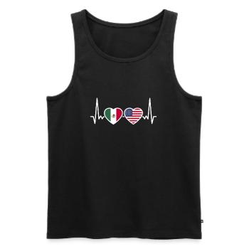 Mexico USA Heartbeat Flag American Mexicans - Men's Premium Organic Tank Top - black - Front - Michal (187cm)