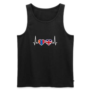 Mongolia UK heartbeat flag British Mongolian - Men's Premium Organic Tank Top - black - Front - AI Model Male 178 light (178cm)