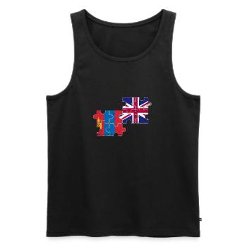 Mongolia UK Vintage Flag Brit Mongol - Men's Premium Organic Tank Top - black - Front - AI Model Male 178 light (178cm)