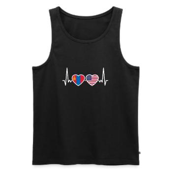 Mongolia USA Heartbeat Flag Mongolian - Men's Premium Organic Tank Top - black - Front - AI Model Male 178 light (178cm)